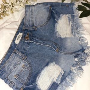 NWT - FOREVER 21 Distressed Blue Jean Shorts